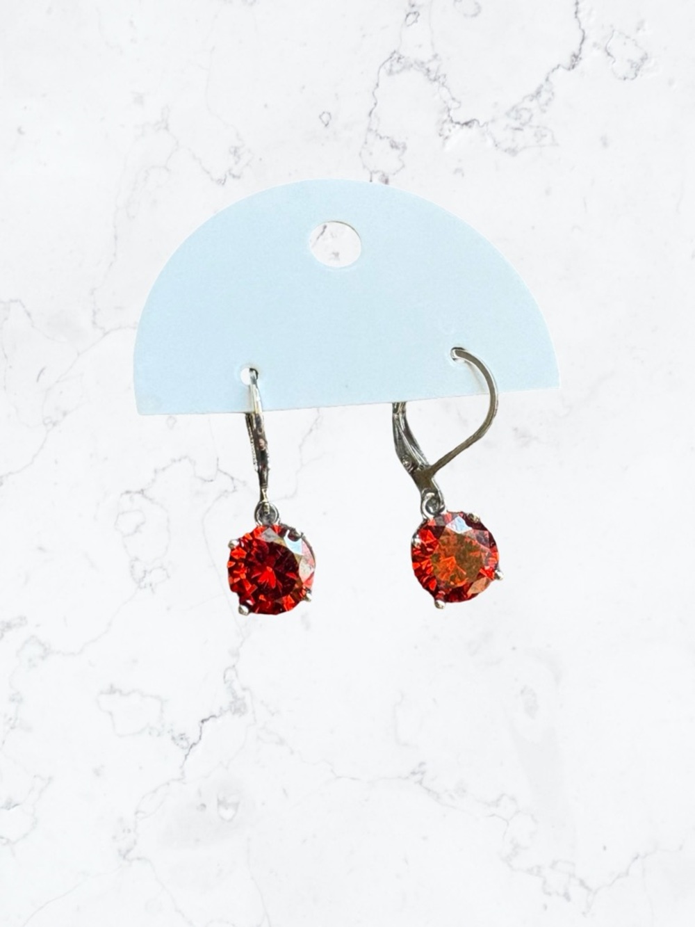 Round Red Crystal Drop Earrings - Women Jewelry